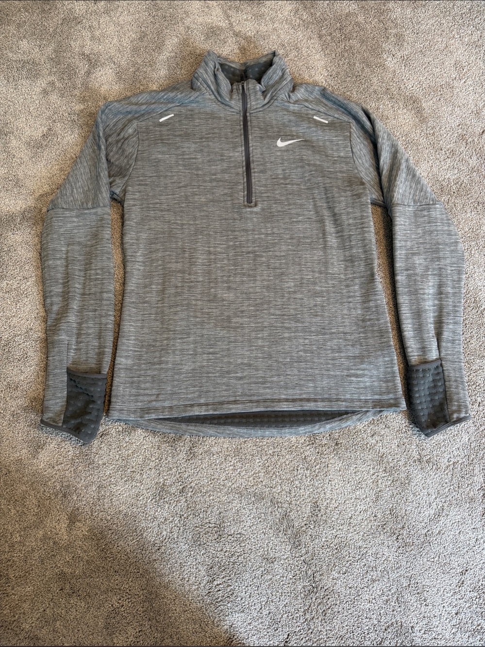 Nike Running Therma Sphere Element Gray Half-Zip Athletic Waffle Top